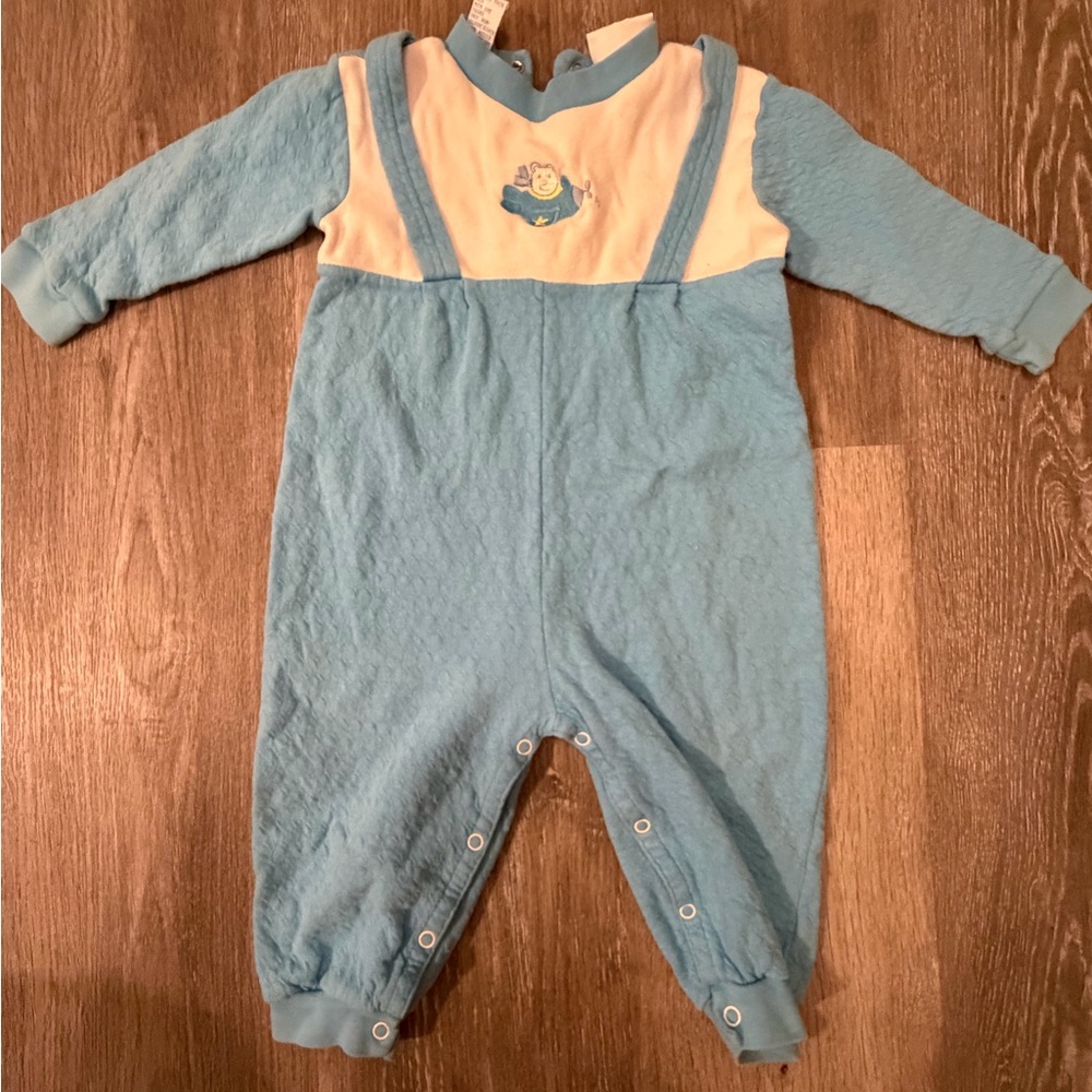 Vintage Baby Blue One-Piece Bodysuit with Cream Yoke